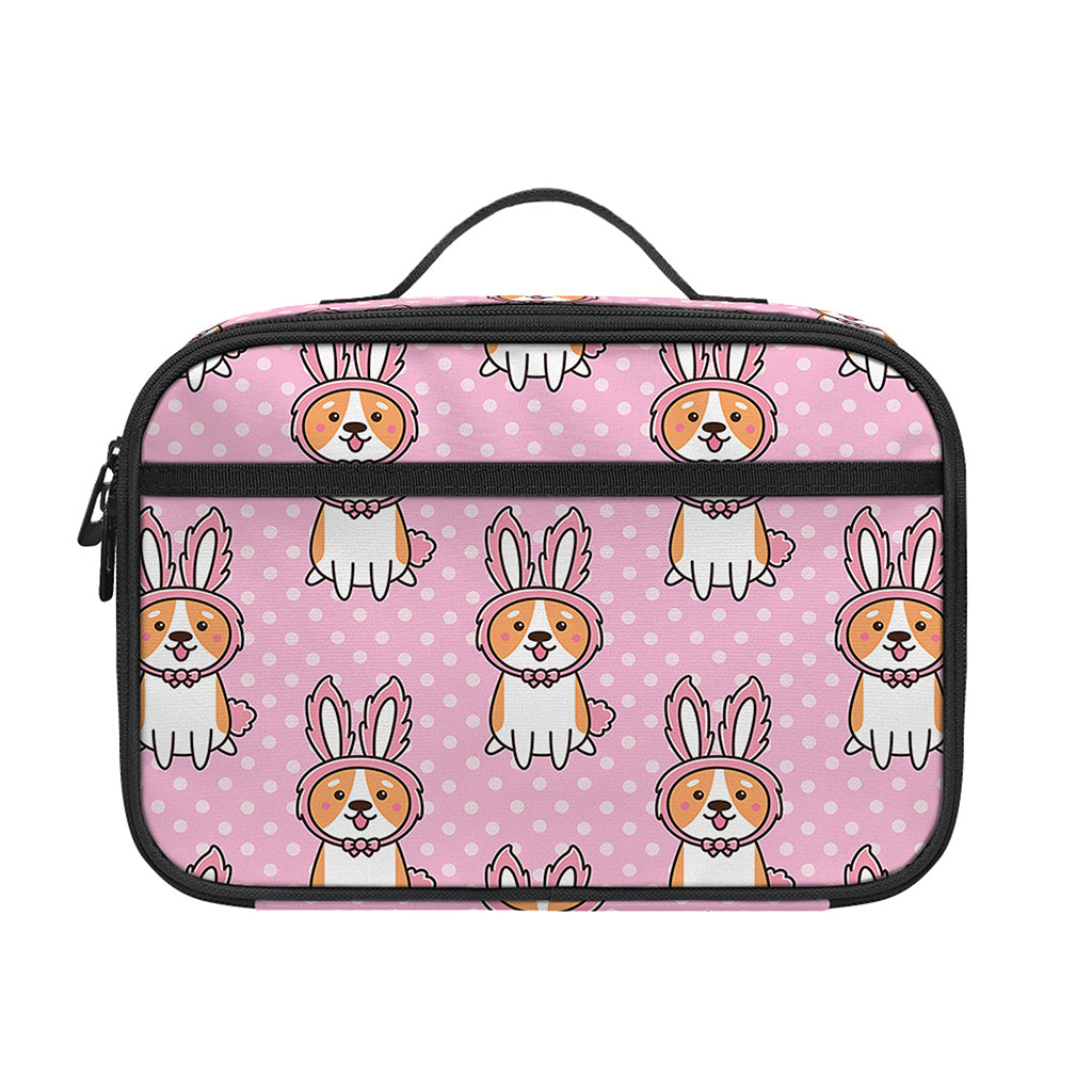 Bunny Corgi Pattern Print Portable Lunch Bag