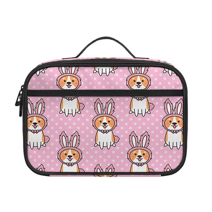 Bunny Corgi Pattern Print Portable Lunch Bag