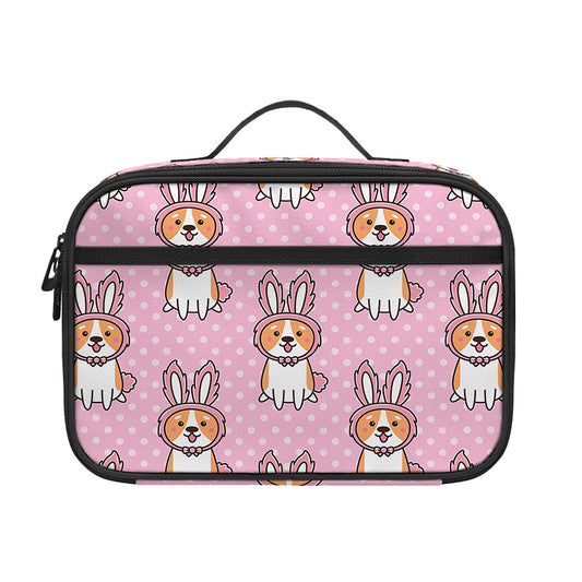 Bunny Corgi Pattern Print Portable Lunch Bag