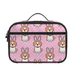 Bunny Corgi Pattern Print Portable Lunch Bag