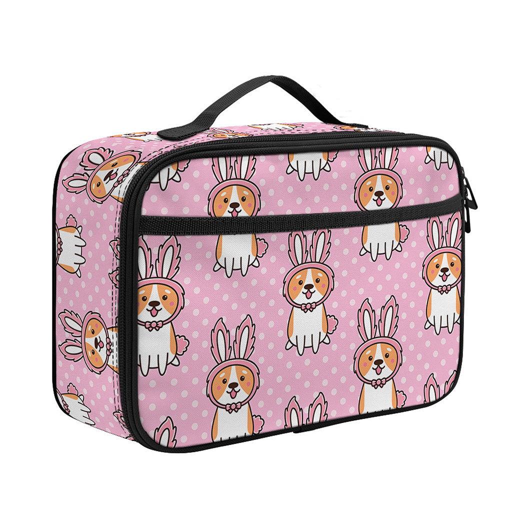 Bunny Corgi Pattern Print Portable Lunch Bag