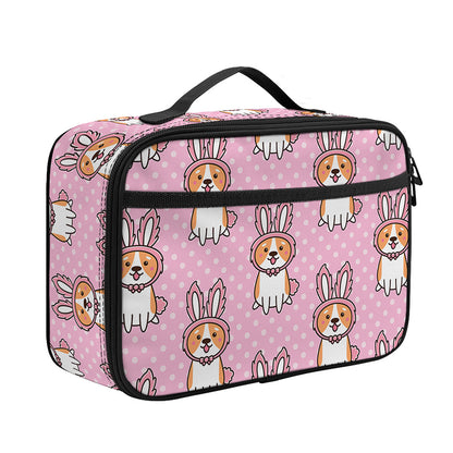 Bunny Corgi Pattern Print Portable Lunch Bag