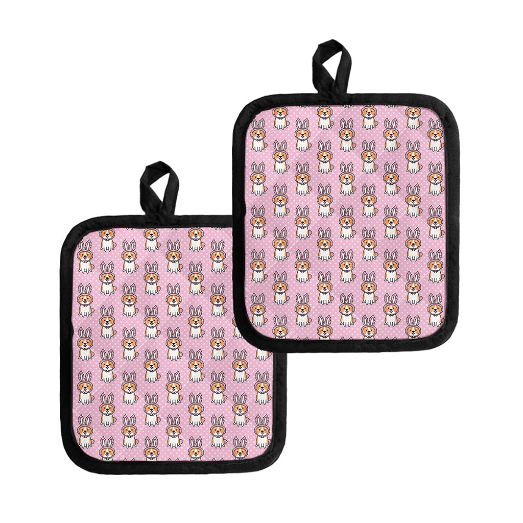 Bunny Corgi Pattern Print Pot Holders