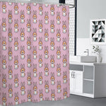 Bunny Corgi Pattern Print Premium Shower Curtain