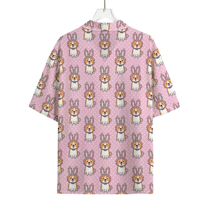 Bunny Corgi Pattern Print Rayon Hawaiian Shirt