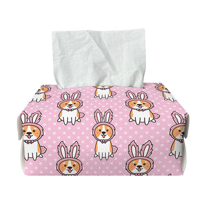 Bunny Corgi Pattern Print Rectangle Tissue Box Cover