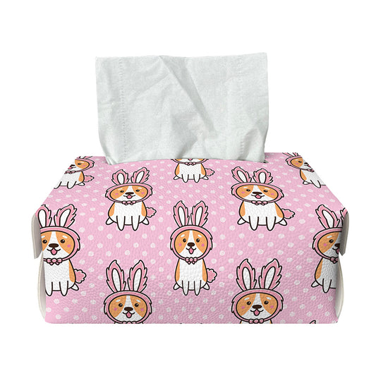 Bunny Corgi Pattern Print Rectangle Tissue Box Cover