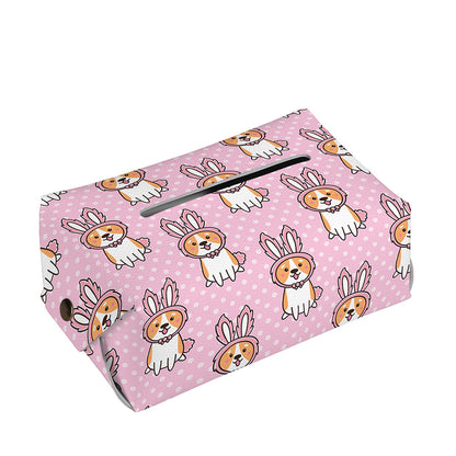 Bunny Corgi Pattern Print Rectangle Tissue Box Cover