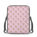 Bunny Corgi Pattern Print Rectangular Crossbody Bag