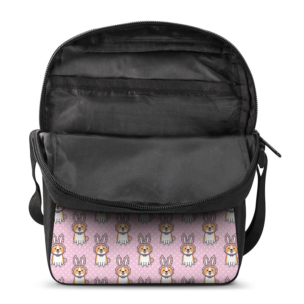 Bunny Corgi Pattern Print Rectangular Crossbody Bag