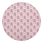 Bunny Corgi Pattern Print Round Blanket