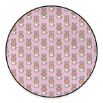 Bunny Corgi Pattern Print Round Floor Mat