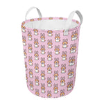 Bunny Corgi Pattern Print Round Laundry Basket
