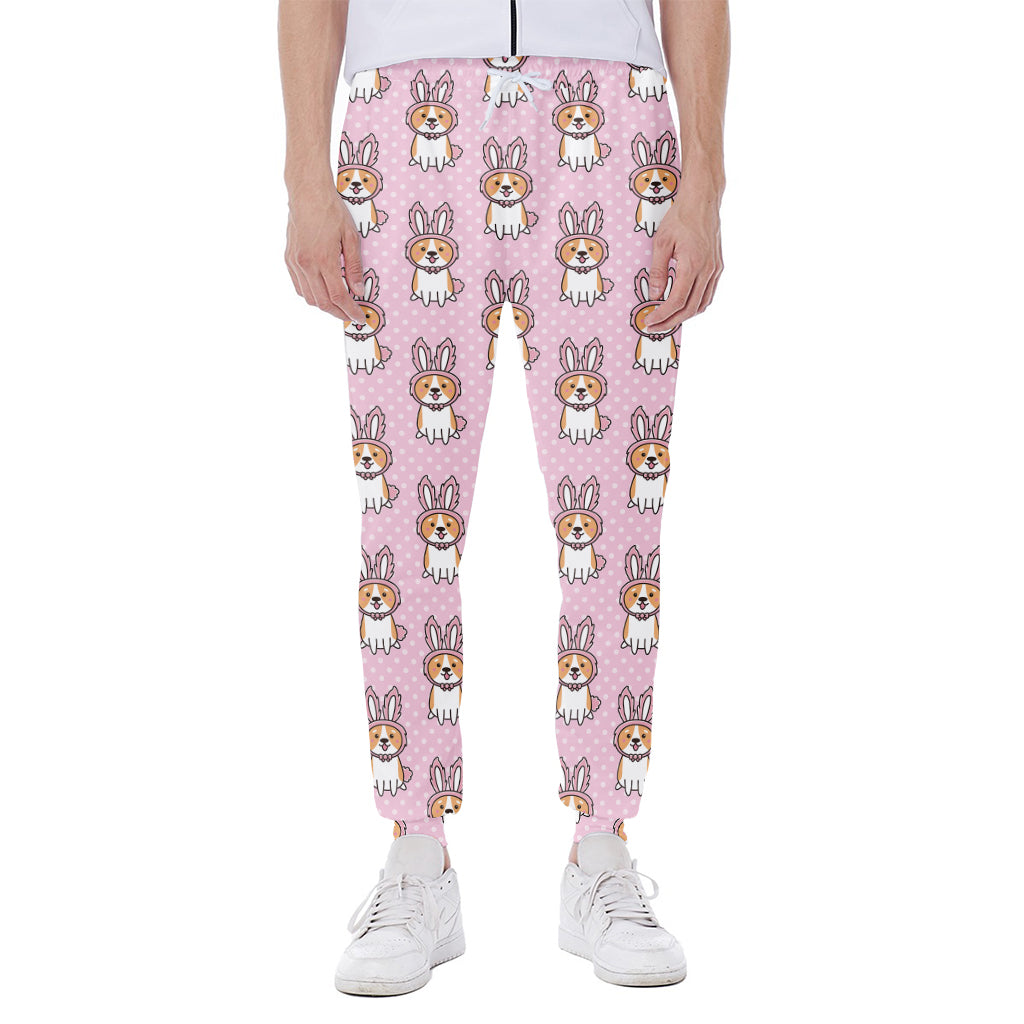 Bunny Corgi Pattern Print Scuba Joggers