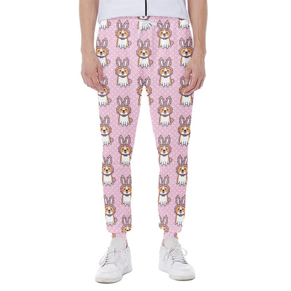 Bunny Corgi Pattern Print Scuba Joggers