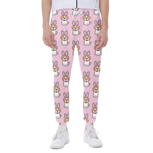 Bunny Corgi Pattern Print Scuba Joggers