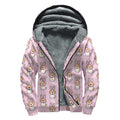 Bunny Corgi Pattern Print Sherpa Lined Zip Up Hoodie