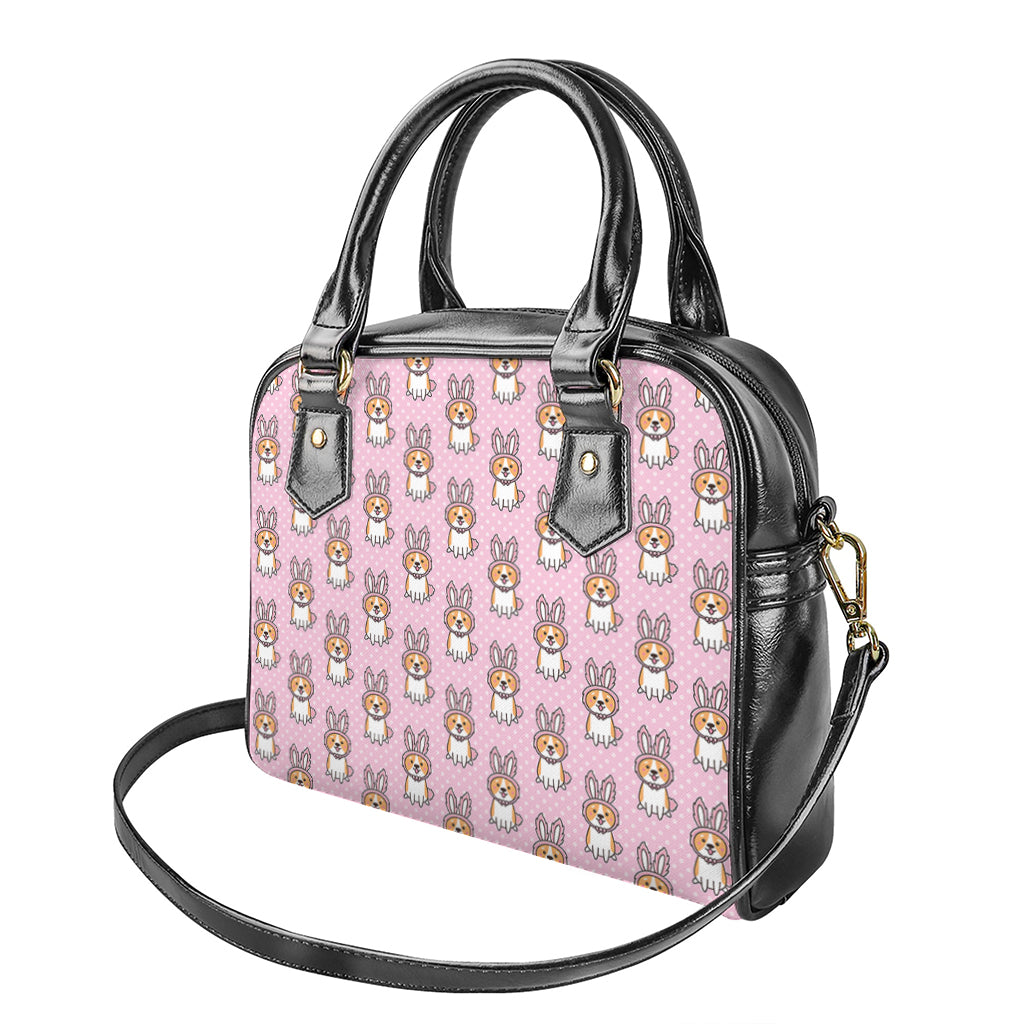 Bunny Corgi Pattern Print Shoulder Handbag