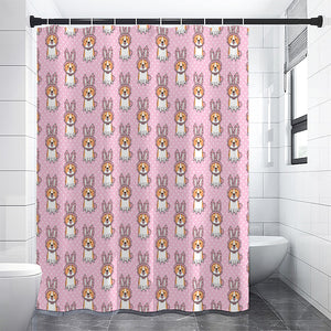 Bunny Corgi Pattern Print Shower Curtain