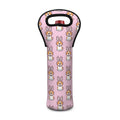 Bunny Corgi Pattern Print Single Neoprene Wine Tote