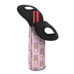 Bunny Corgi Pattern Print Single Neoprene Wine Tote