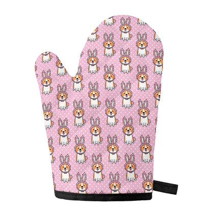 Bunny Corgi Pattern Print Single Oven Mitt