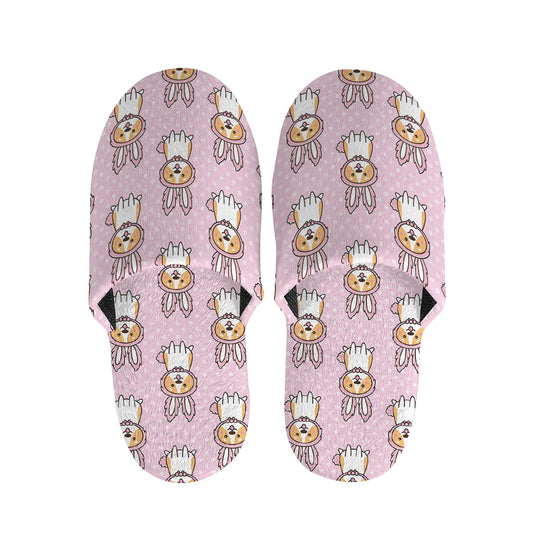 Bunny Corgi Pattern Print Slippers