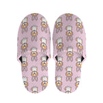 Bunny Corgi Pattern Print Slippers