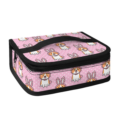Bunny Corgi Pattern Print Small Lunch Bag