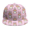 Bunny Corgi Pattern Print Snapback Cap