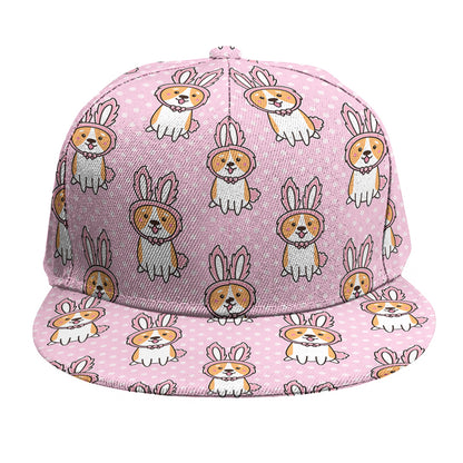 Bunny Corgi Pattern Print Snapback Cap