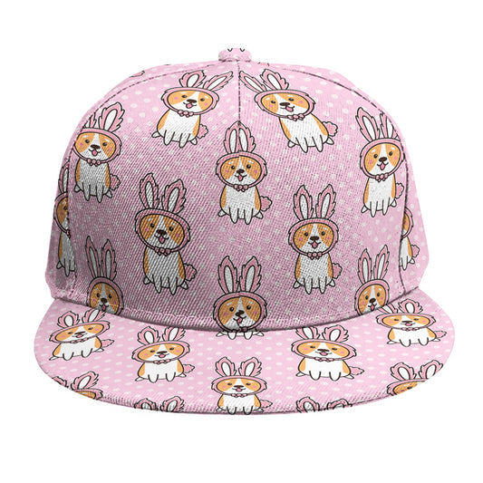 Bunny Corgi Pattern Print Snapback Cap