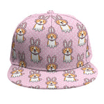 Bunny Corgi Pattern Print Snapback Cap