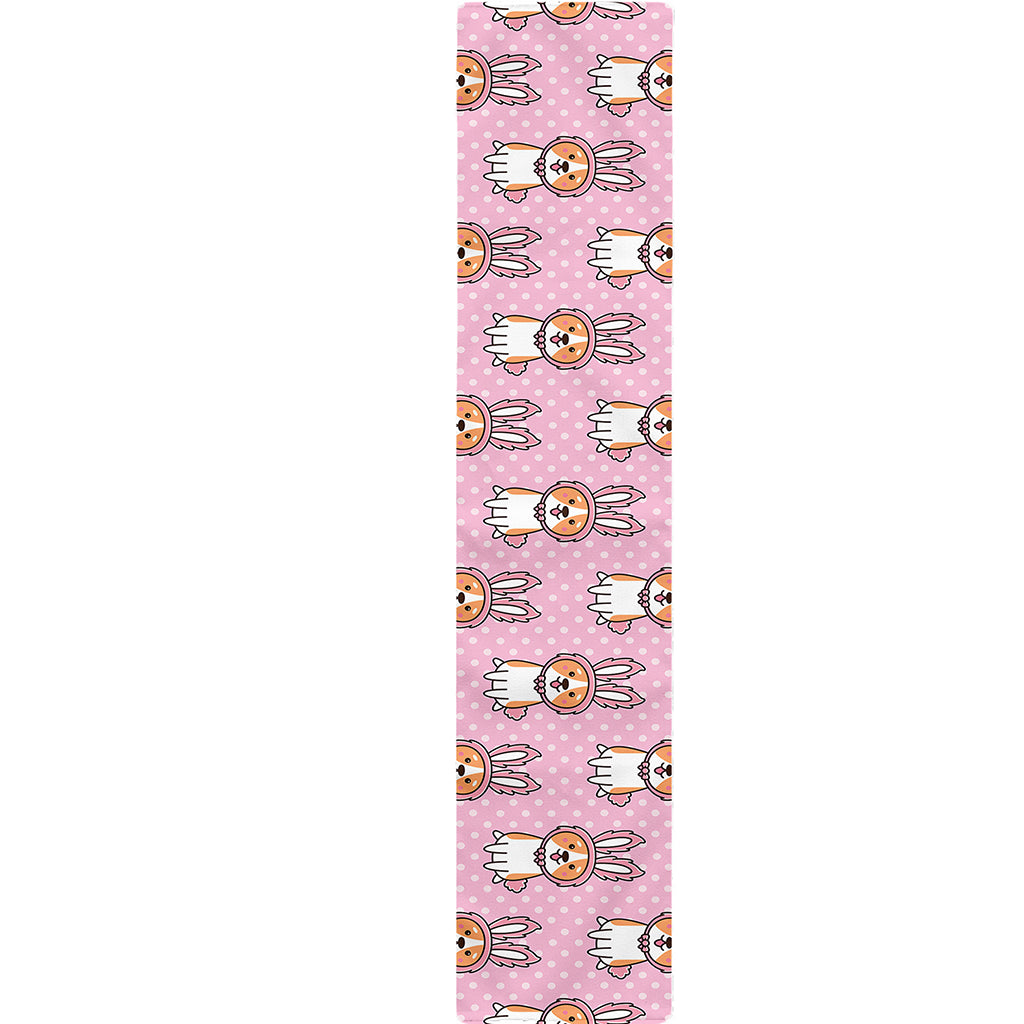 Bunny Corgi Pattern Print Table Runner