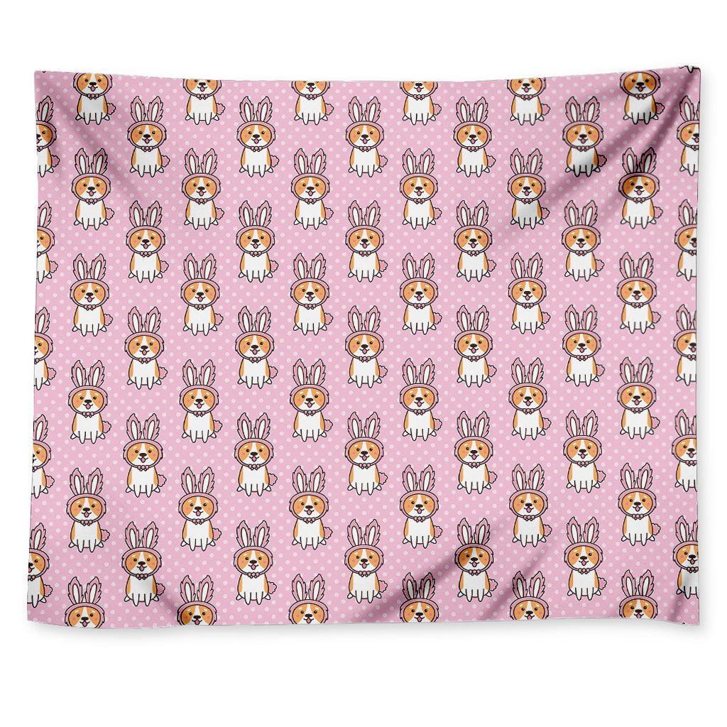 Bunny Corgi Pattern Print Tapestry