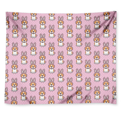 Bunny Corgi Pattern Print Tapestry
