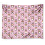 Bunny Corgi Pattern Print Tapestry