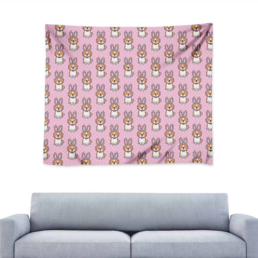 Bunny Corgi Pattern Print Tapestry