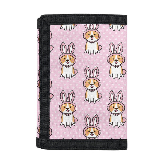 Bunny Corgi Pattern Print Trifold Wallet