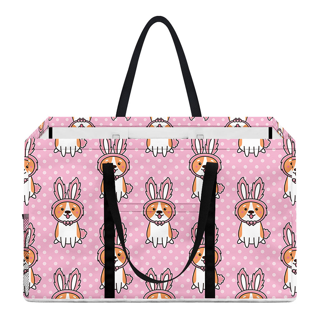 Bunny Corgi Pattern Print Utility Tote Bag