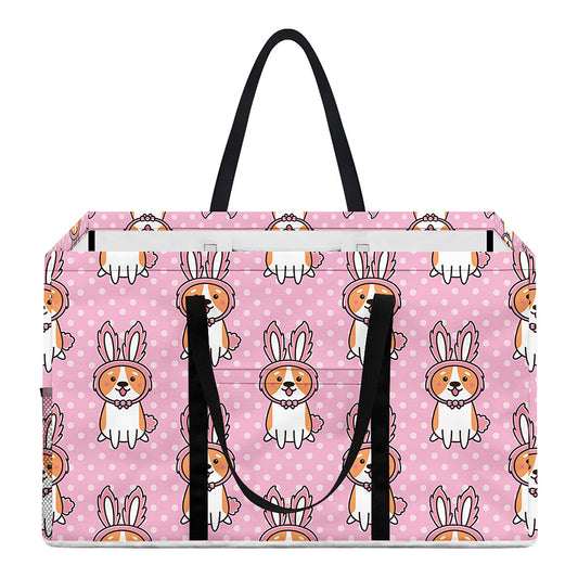 Bunny Corgi Pattern Print Utility Tote Bag