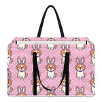 Bunny Corgi Pattern Print Utility Tote Bag