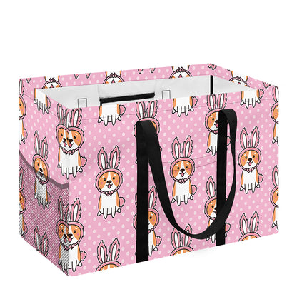 Bunny Corgi Pattern Print Utility Tote Bag