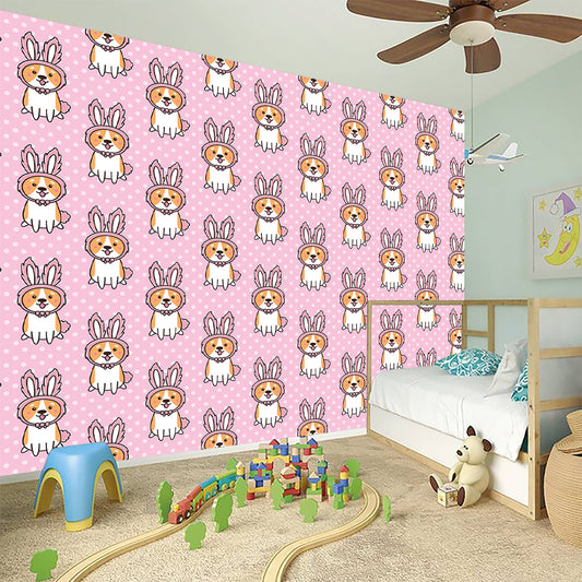Bunny Corgi Pattern Print Wall Sticker