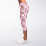 Bunny Corgi Pattern Print Women's Capri Leggings