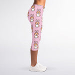 Bunny Corgi Pattern Print Women's Capri Leggings