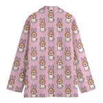 Bunny Corgi Pattern Print Women's Cotton Blazer