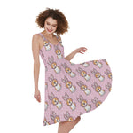 Bunny Corgi Pattern Print Women's Sleeveless Dress