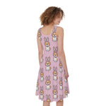 Bunny Corgi Pattern Print Women's Sleeveless Dress