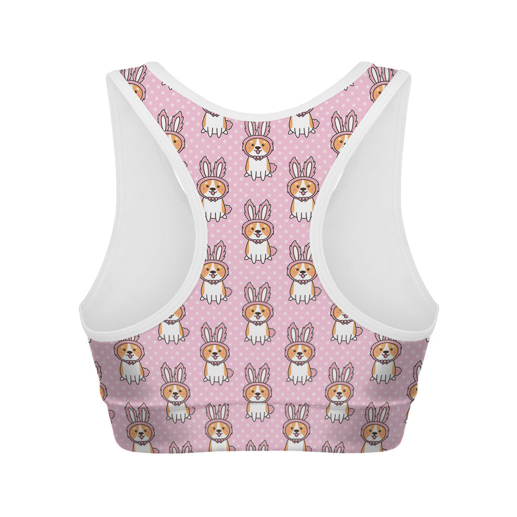 Bunny Corgi Pattern Print Women's Sports Bra